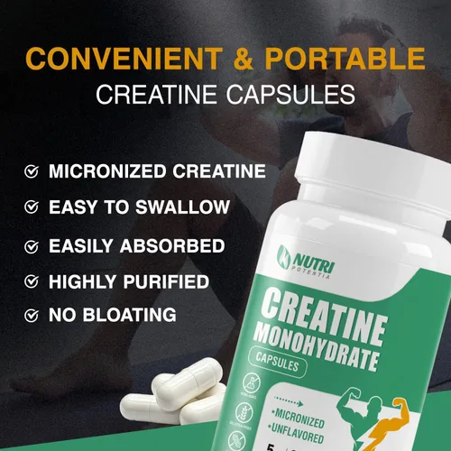 Miniatura 4 de Cápsulas de monohidrato de creatina, píldoras de creatina pura micronizadas para mejorar el entrenamiento y el crecimiento muscular para hombres