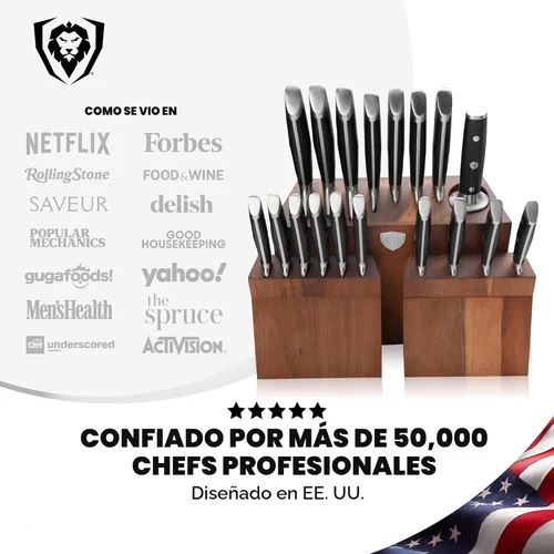 Miniatura 6 de DALSTRONG Gladiator Series Elite - Juego de cuchillos de acero inoxidable de 18 piezas con bloque de acero alemán de alto carbono, madera de acacia
