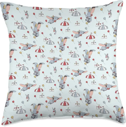 Miniatura 5 de Disney Almohada clásica de Dumbo Circus con estampado de elefante, 16 x 16 pulgadas, multicolor