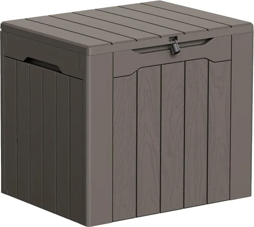 Miniatura 15 de Greesum Caja de resina de 31 galones para todo tipo de clima, cajas de almacenamiento al aire libre para juegos de muebles de patio, juguetes al