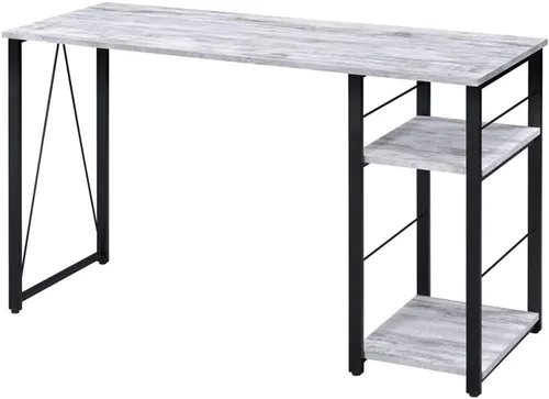 Miniatura 8 de Acme Vadna - Escritorio de madera con 2 estantes y base de metal abierta en color negro