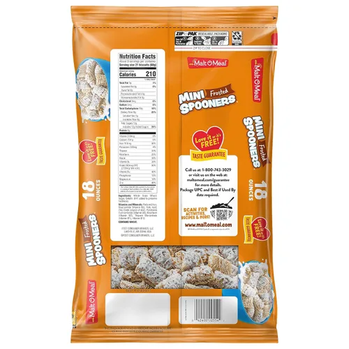 Miniatura 8 de Malt-O-Meal Frosted Mini Spooners Cereal de desayuno de grano entero, cereal de trigo desmenuzado glaseado crujiente, cereal grande para la familia