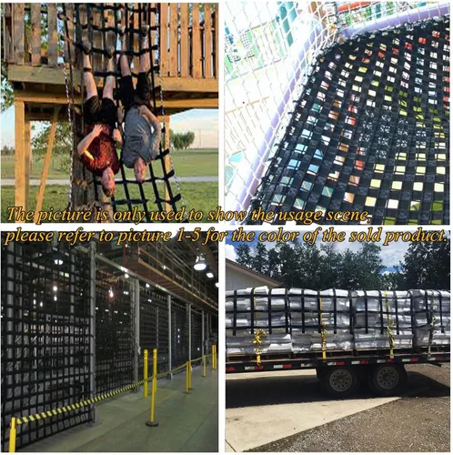 Miniatura 6 de Red de obstáculos, red de escalada al aire libre para niños, juego de columpio, cuerda de gimnasio, escalera de guerrero ninja, campo de juegos, red