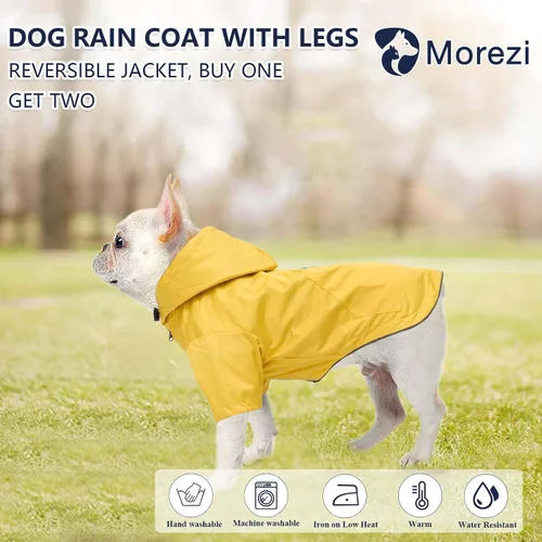 Miniatura 2 de Impermeable para Perros Perros Impermeable Chaqueta de Lluvia Reversible para Perros Razas Pequeñas y Medianas Cremallera Reflectante Bolsillo