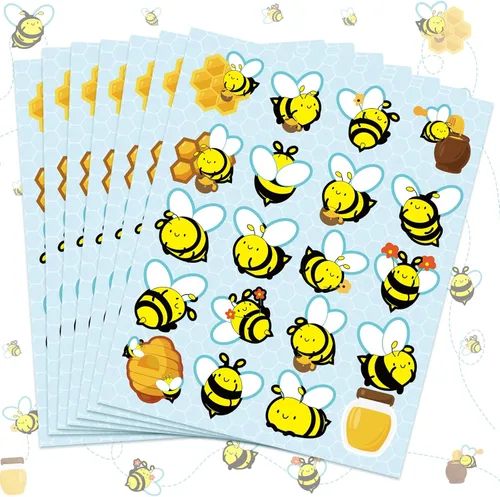 500 calcomanías impermeables de abeja para niños, 25 hojas, 20 estilos, calcomanías autoadhesivas de abeja de miel para manualidades, aula, escuela,