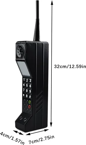 Miniatura 3 de Adorno retro de ladrillo para teléfono celular, modelo retro de los años 80 y 90, adorno de teléfono celular para simulación fotográfica, Negro