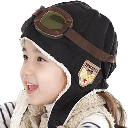 Gorro unisex para bebés niños, tipo piloto aviador, con forro polar y orejeras
