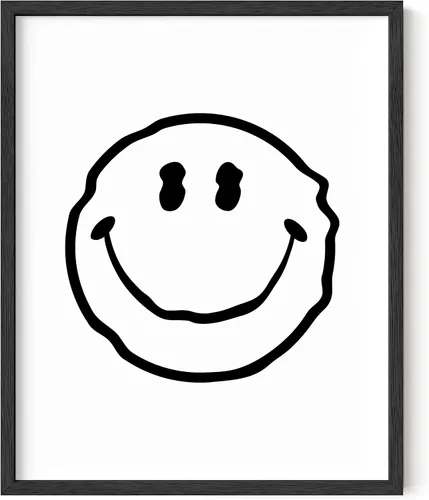 Miniatura 25 de HAUS AND HUES Impresión artística de sonrisas ácidas negras - Individual - 12x16 Smileys negros