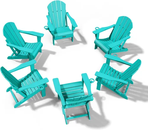 Miniatura 50 de MUCHENGHY Sillas Adirondack plegables, sillas de patio, sillas de césped, silla para exteriores, silla Adirondack de plástico, hoguera, resistente a