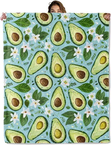 Manta de aguacate de 40 x 50 pulgadas, manta de franela para viajes, camping, sofá, decoración de sala de estar, ligera, acogedora y suave, regalo