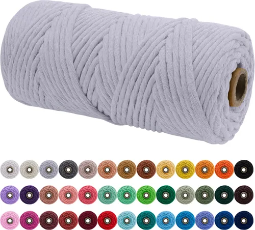 Miniatura 84 de JeogYong Cordón de macramé de un solo hilo 2mm x 164 yardas (492 pies) Cuerda de algodón suave, hilo de macramé 2 mm, suministros de macramé
