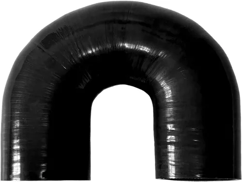Miniatura 11 de Manguera de acoplamiento de silicona con forma de curva en U de 180 grados, 1.75 pulgadas de diámetro interior (45mm), tubo de codo de silicona Negro