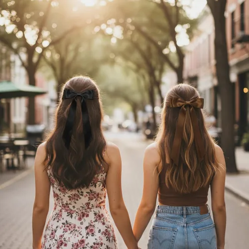 Miniatura 6 de Lazos para el pelo con clips para mujer, cintas para el pelo con lazo para niñas, accesorios de moda de otoño para el cabello, Negro y Marrón