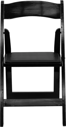 Miniatura 4 de EMMA + OLIVER Paquete de 2 sillas plegables de madera negra con asiento acolchado de vinilo Negro