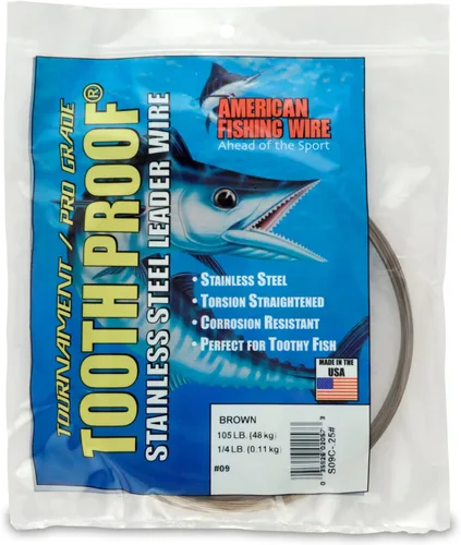 Miniatura 10 de AFW Alambre Líder Duro de Una Hebra de Acero Inoxidable a Prueba de Dientes - Brillante y Camuflaje para Tiburón, Barracuda, Caballa Real, Wahoo