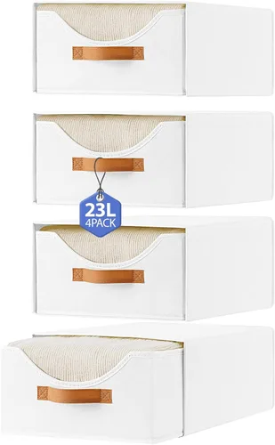 Miniatura 9 de 4 piezas 42 cm Cajones de armario y contenedores de almacenamiento de ropa de gran tamaño Cajones de almacenamiento apilables con ventana Gris