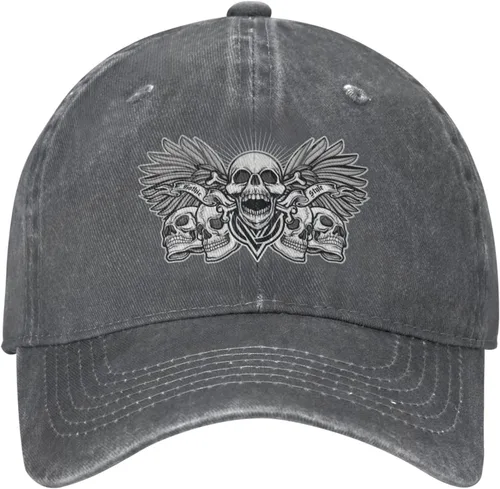 Miniatura 2 de Cowboy Hat Trendy Hats for Man and Women Djustable Four Season Outdoor Baseball Cap of Hell Skull with Angel Deep Heather