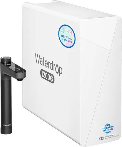 Miniatura 12 de Waterdrop X16-Alkaline Sistema de ósmosis inversa sin tanque, Certificado NSF/ANSI 42&58&372, Sistema de filtro RO de 1600 GPD, Filtración de 11 X16