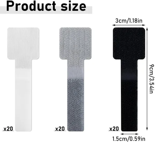 Miniatura 2 de Paquete de 20 organizadores de cables con adhesivo fuerte, soportes para cables y clips de alambre para escritorio, pared y automóvil, fácil gestión