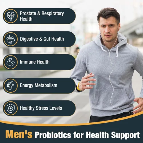 Miniatura 4 de Probióticos para hombres, 500 mil millones de CFU y 12 cepas, probiótico para hombres con cúrcuma, arándano, goji - Probióticos para la salud