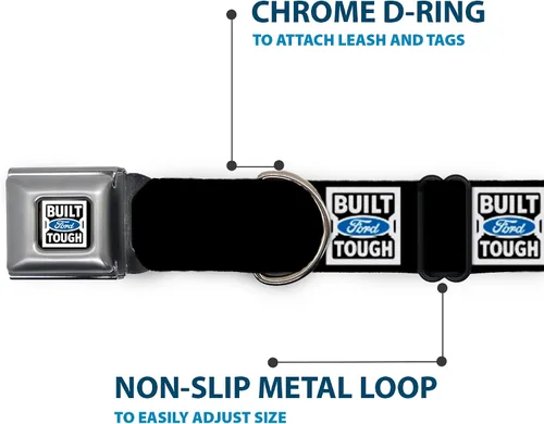 Miniatura 5 de Buckle-Down BUILT FORD TOUGH Logo2 - Collar de perro con hebilla para cinturón de seguridad, negro/blanco/azul, 1 pulgada de ancho, se adapta a