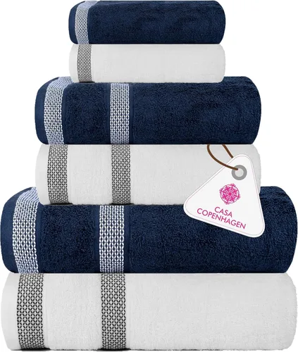 Miniatura 57 de CASA COPENHAGEN Solitaire Juego de 6 toallas - Negro, 600 GSM 2 toallas de baño 2 toallas de mano 2 toallitas, diseñadas en Dinamarca, hechas