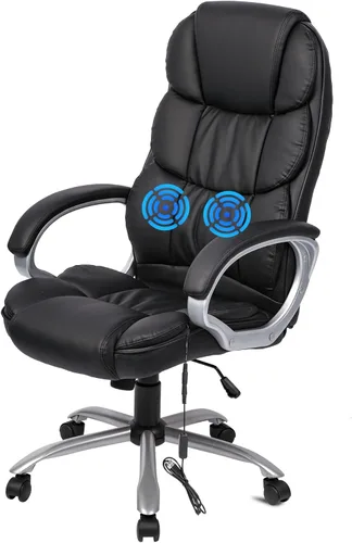Miniatura 9 de FDW Silla de oficina para computadora, respaldo alto, ergonómica, ajustable, silla de escritorio giratoria de piel sintética ejecutiva con Negro