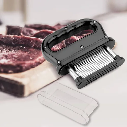 Miniatura 3 de Herramienta ablandadora de carne con 48 hojas de aguja ultra afiladas de acero inoxidable para ablandar carne, carne de res con cepillo de limpieza