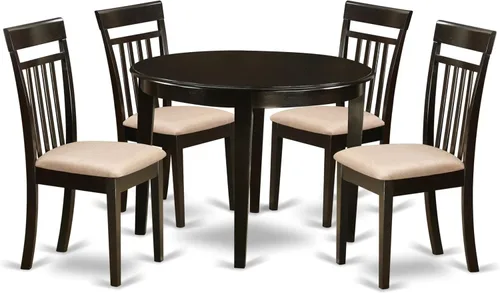 Miniatura 8 de East West Furniture BOCA3-CAP-C Boston - Juego de habitación de 3 piezas que contiene una mesa redonda de madera y 2 sillas de comedor de tela