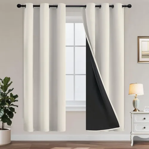 Miniatura 339 de Yakamok Cortinas negras, cortinas de ventana con aislamiento térmico y eficiencia energética para dormitorio, cortinas opacas completas y cortinas