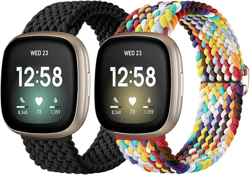 Miniatura 13 de Paquete de 2 bandas impermeables compatibles con Fitbit Versa 3/Fitbit Versa 4/Fitbit Sense/Sense 2, pulseras deportivas clásicas de repuesto suaves