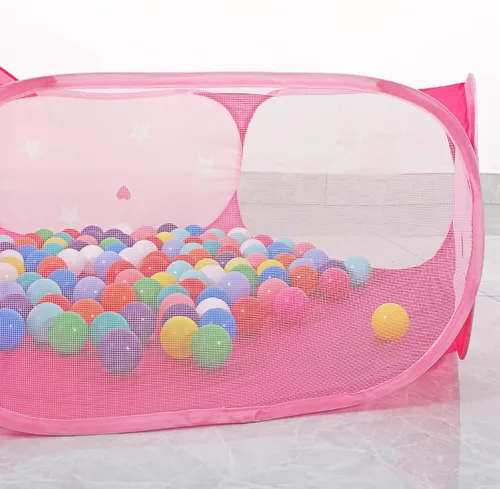 Miniatura 8 de Tienda de campaña para niños, túnel de gateo, pozo de pelotas y luces, casa de juegos para niños, rosa