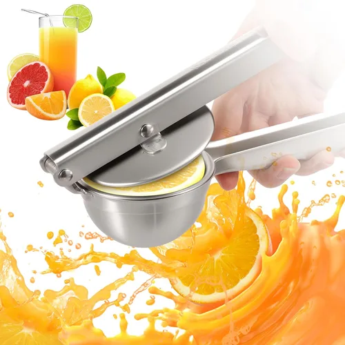 Miniatura 7 de Exprimidor de limón de acero inoxidable, exprimidor manual de prensa manual con mango ergonómico, prensa de ajo, extractor de frutas a prueba