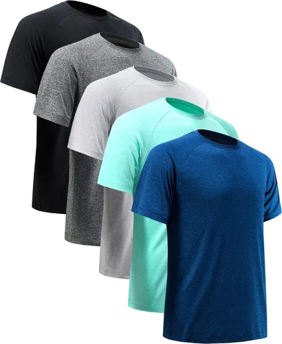Miniatura 39 de Camisetas de entrenamiento para hombre, de manga corta, de secado rápido, atlético, gimnasio, activo, absorbe la humedad