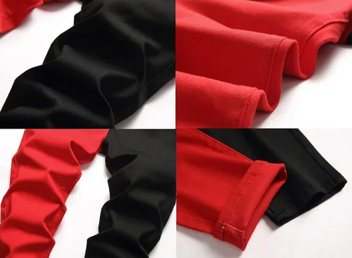 Miniatura 7 de LONGBIDA Pantalones de mezclilla ajustados para hombre con diseño de retazos elásticos de moda