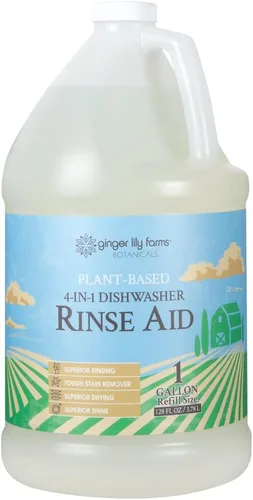 Ginger Lily Farms Botanicals - Aditivo de Enjuague para Lavavajillas 4 en 1 a Base de Plantas, 100% Vegano y Libre de Crueldad Animal, Sin