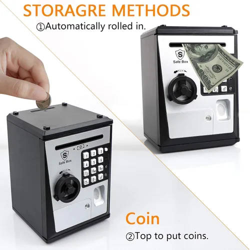 Miniatura 4 de Lyght - Caja fuerte mini ATM para dinero real, alcancía electrónica con voz, contraseña por huella dactilar, caja de seguridad para niños, regalo