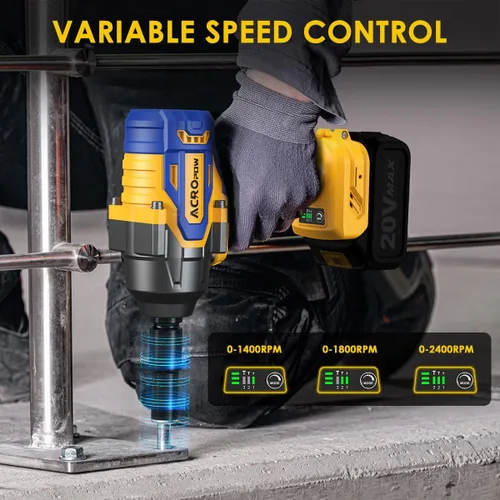 Miniatura 4 de ACROPOW - Llave de impacto inalámbrica compatible con batería DEWALT 20V MAX, 1/2 pulgada, pistola de impacto de alto par sin escobillas de 665