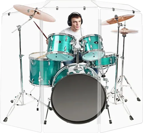 Miniatura 12 de PENNZONI Drum Shield de 4 pies con deflectores y bisagras de plástico, viene con 6 paneles de tambor, bisagras de plástico y conectores