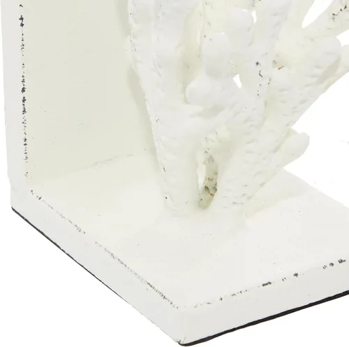 Miniatura 5 de Deco 79 Sujetalibros decorativos de metal coral antideslizantes, juego de 2 sujetalibros de oficina de 5 pulgadas de ancho, 7 pulgadas de alto