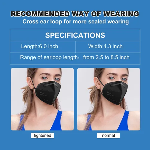 Miniatura 6 de YOTU Mascarillas KN95, 60 unidades, 5 capas de máscara antipolvo, eficiencia del filtro del 95%, adecuadas para el trabajo en casa, restaurantes