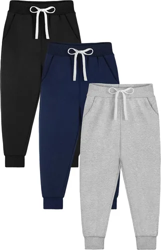 Resinta Paquete de 3 pantalones deportivos para niños pequeños y bebés, pantalones deportivos casuales con bolsillo