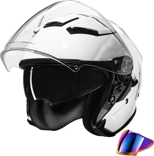 Miniatura 9 de XFMT 3/4 Open Face Motorcycle Helmet Dual Visor Moped Street Bike Scooter Helmet with Internal Sunshield for Adults Men & Women, DOT Approved