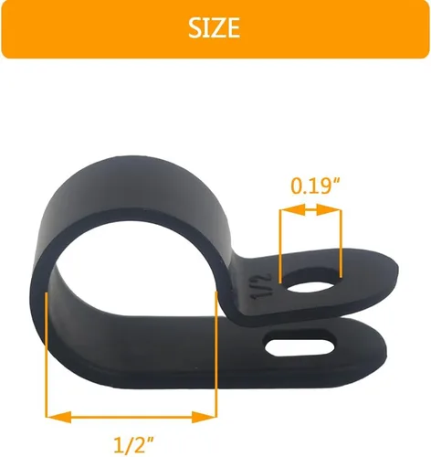 Miniatura 2 de 100 Uds Abrazadera De Cable 1/2 "R-Tipo Clip De Cable Abrazadera De Alambre Clips De Sujetadores De Cable De Nylon Para La Gestión De Cables - Negro