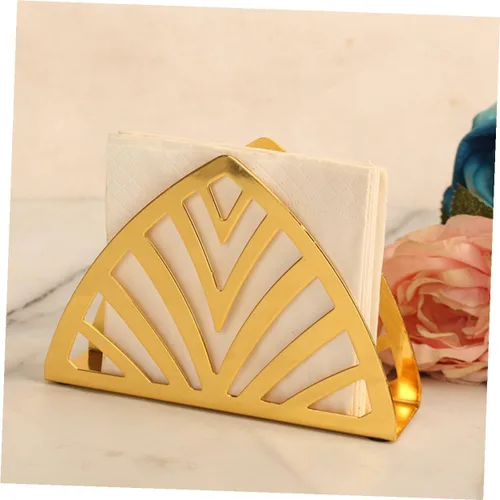 Miniatura 3 de Ciieeo Servilletero de metal dorado con forma geométrica decorativa para mesa de restaurante, práctico soporte de hierro con bordes lisos