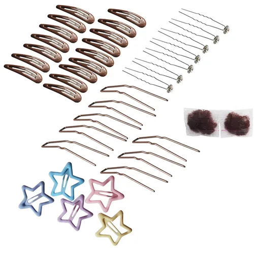 Miniatura 16 de Horquillas para moño ROCST Bobby Pins Clips para ballet mujer niña peluquería salón (2 pulgadas, marrón, 12 piezas) (negro, 2 pulgadas