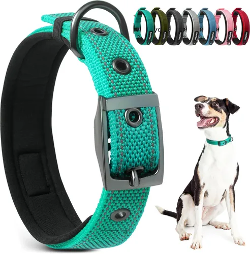 Miniatura 11 de Collares para perros PetiFine para perros medianos, acolchados de neopreno y ajustables, collares para mascotas reflectantes anchos y resistentes