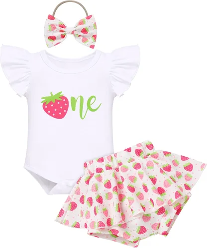 Miniatura 25 de IMEKIS Traje de 1er cumpleaños para bebé niña con estampado de girasol y durazno + pantalones cortos con volantes + diadema para sesión de fotos