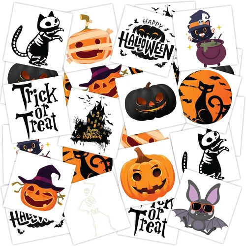 Miniatura 8 de ArtCreativity Tatuajes temporales individuales de Halloween que brillan en la oscuridad para niños, juego de 144 tatuajes en 12 diseños