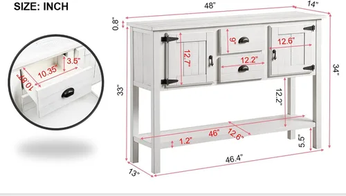 Miniatura 2 de Merax Armario de almacenamiento de cocina con cajones y puertas, armario de almacenamiento con estante abierto para sala de estar, cocina, comedor